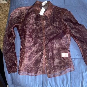 Sheer Brown Long Sleeve Shirt